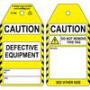 Defective Equipment tag, English, Black on White, Yellow, 80,00 mm (W) x 150,00 mm (H)